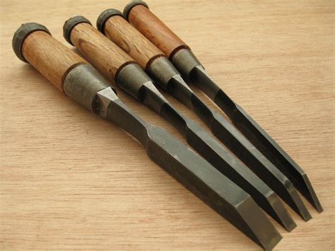 Set of 4 Japanese Mortise Chisels Mukou Machi Nomi 3, 4.5, 6, 11 mm ...