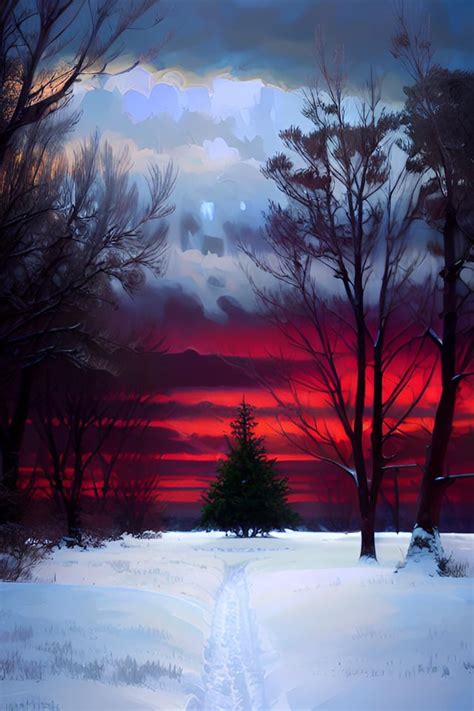 Red Winter Sunset : r/wonderAI