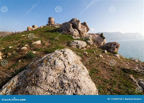 Ruins of Genoese Cembalo Fortress. Balaklava, Crimea Stock Photo ...