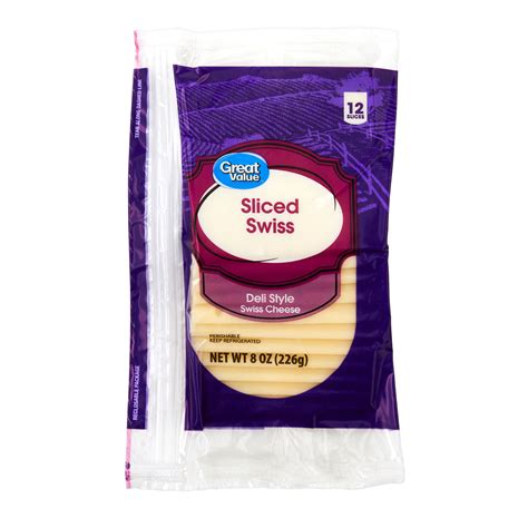 Great Value Deli Style Sliced Swiss Cheese, 12 Slices - Walmart.com