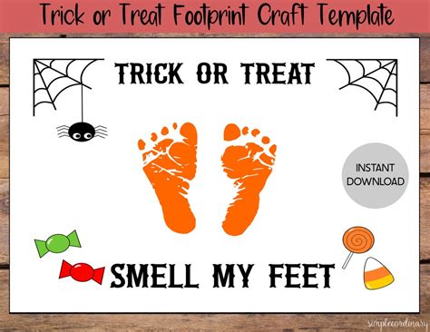 Trick or Treat Smell My Feet Footprint Craft Template, Printable ...