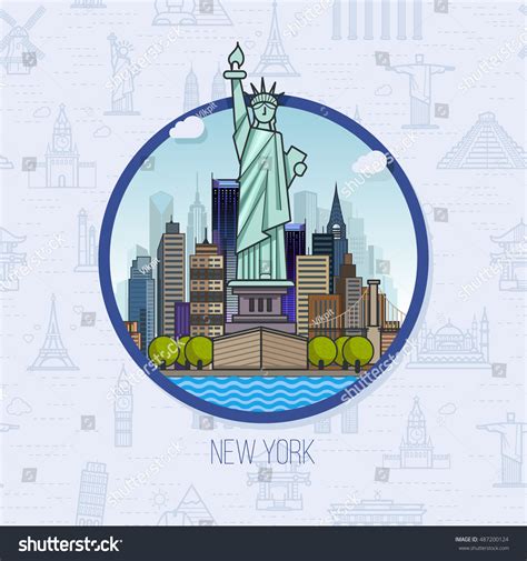 American Landmarks Architecture On Seamless Background Stock Vector ...