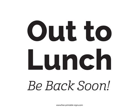 Printable Out To Lunch Sign – Free Printable Signs