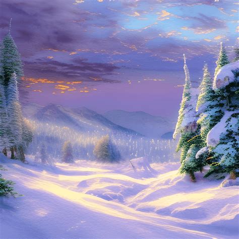 Winter Mountain Landscape Watercolor Paintings in the Style of Thomas ...