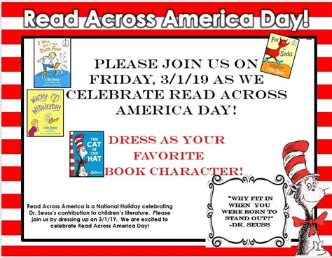 Read Across America Day-Please join us! : Robert J. McGarvey Elementary ...