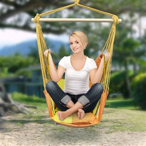 Sorbus Hanging Rope Hammock Chair Swing Seat for Any Indoor or Outdoor ...