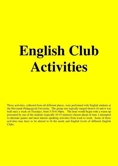 English club activities