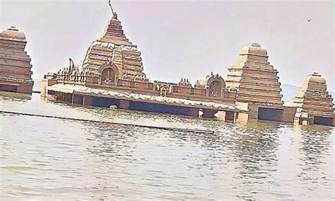 Sangameshwara temple surfaces in River Krishna