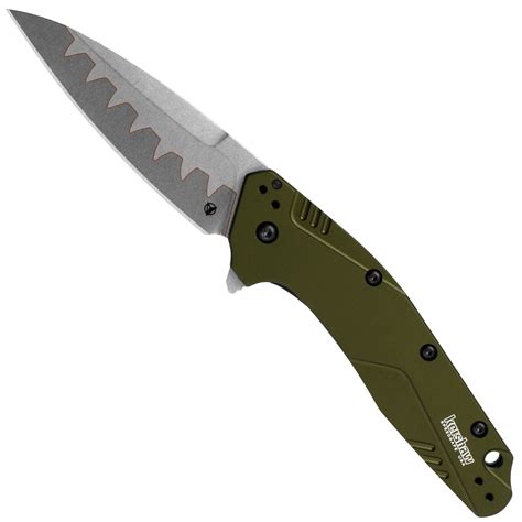 Kershaw Olive Dividend Spring Assist Knife, Composite Blade | BladeOps