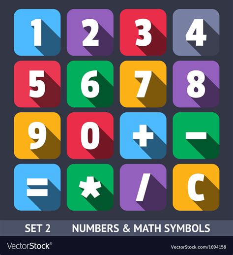 Flat numbers and mathematical symbols Royalty Free Vector