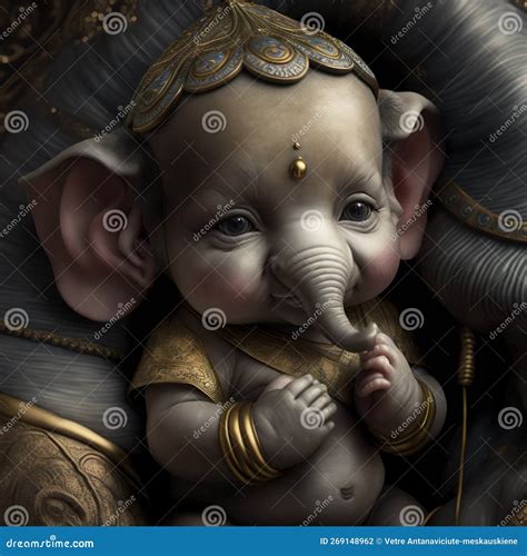 Baby Ganesha Elephant Symbol of Gods Religion Hinduism. Generative Ai ...