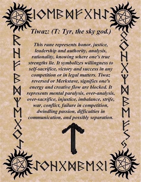 Tyr's rune, Tiwaz, and its meaning. In my research for this novel, it ...