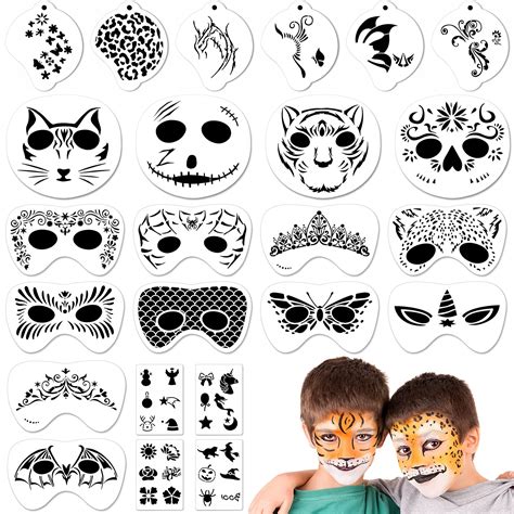 Buy 24 Pieces Face Paint Stencils Set Halloween Facial Painting ...