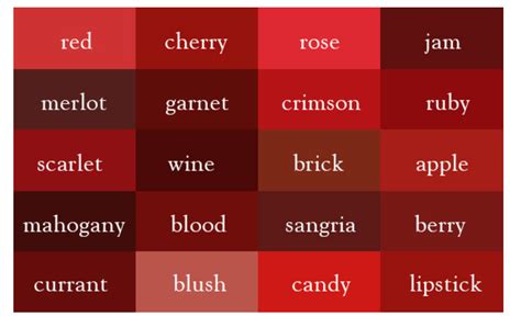 red color palette names - Mickey Shearer