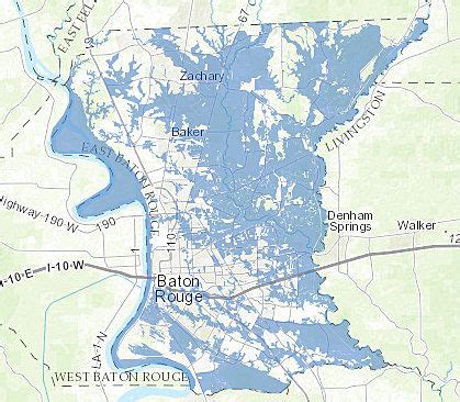 A flood map developed by the Baton Rouge City-Parish GIS Division of ...