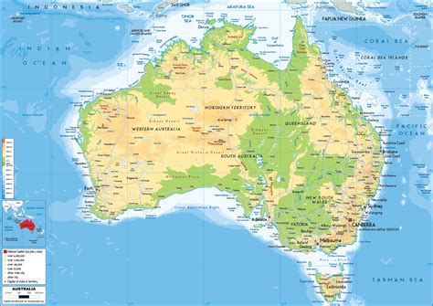 Australia Map (Physical) - Worldometer