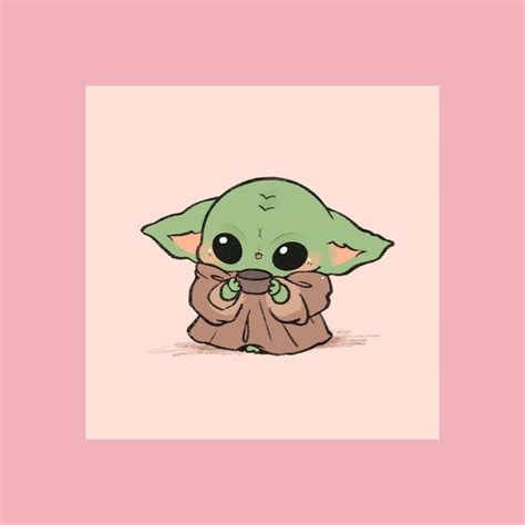 Pink Baby Yoda | Милые рисунки, Забавные иллюстрации, Иллюстрации кошек