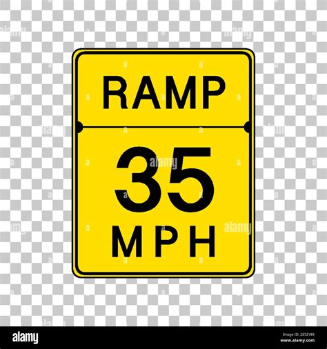 Ramp 35 MPH sign isolated on transparent background illustration Stock ...