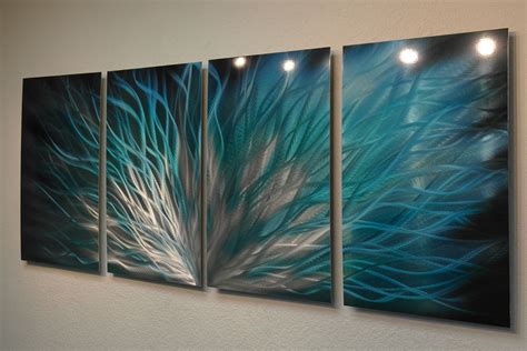 Fiamma Teal - Abstract Metal Wall Art Contemporary Modern Decor ...