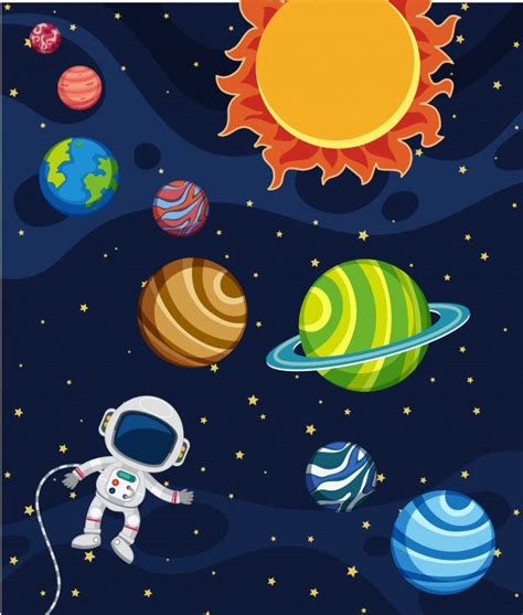 Premium Vector | A solar system scene | Art drawings for kids, Solar ...