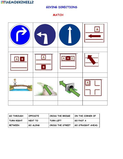 Giving directions vocabulary worksheet | Vocabulary, Esl vocabulary ...