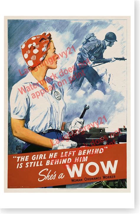 World War II Rosie The Riveter Shes A WOW Woman Ordnance Worker Poster ...