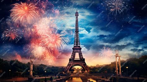 Premium Photo | Fireworks in paris eiffel tower Generative AI