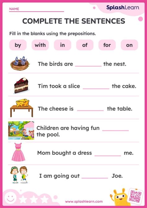 Identify and Position the Prepositions - ELA Worksheets - SplashLearn