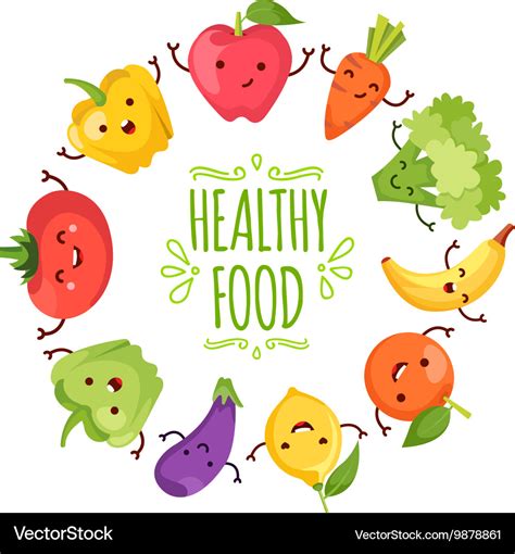 Healthy food cartoon representing Royalty Free Vector Image