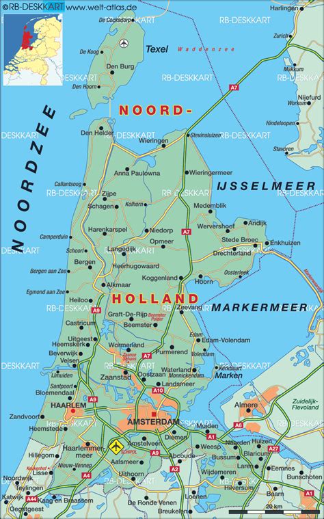 Map of Noord-Holland (State / Section in Netherlands) | Welt-Atlas.de