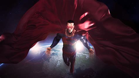 Superman In The Space Red Cape Flying Artwork 8k Wallpaper,HD ...