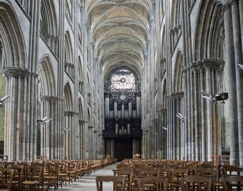 Interior Of The Gothic Cathedral In Rouen, France Stock Photo - Image ...