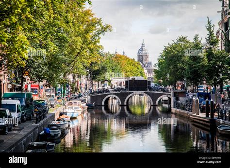 Canal in Jordaan district, Jordaan, Amsterdam, province of North ...