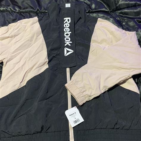 Reebok Women's Pink and Black Hoodie | Depop