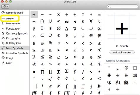 Mac os character map arrow - testingplora