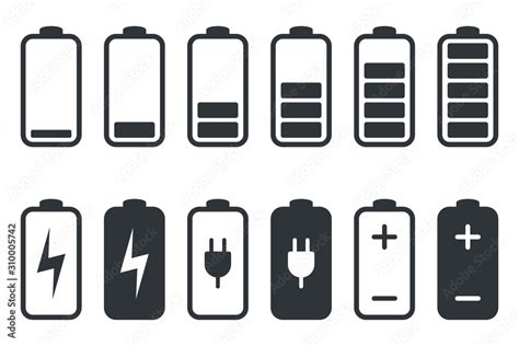 Battery charging icon. Battery charge indicator icons, vector graphics ...