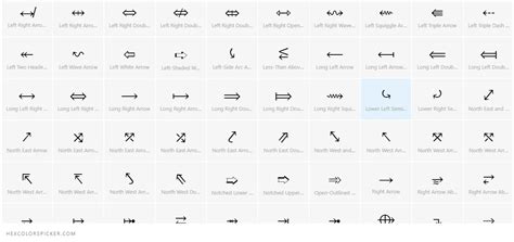 Unicode arrow - Hex colors picker