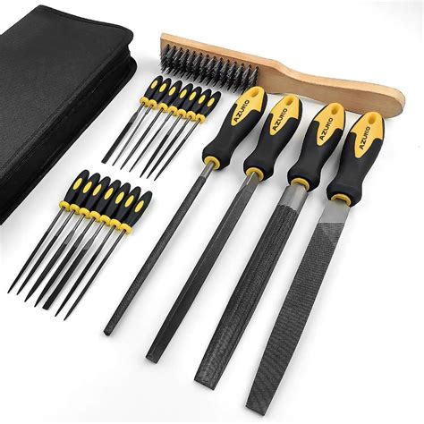 AZUNO 19Pcs Metal File Set in Premium Grade T12 Drop Forged Steel with ...