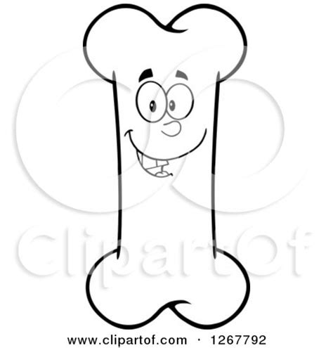 Clipart of a Black and White Happy Laughing Cartoon Funny Bone ...