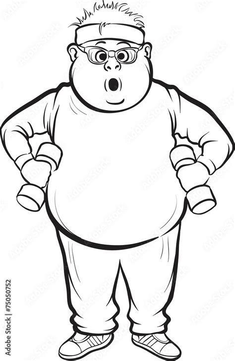 whiteboard drawing - fat man training Stock Vector | Adobe Stock