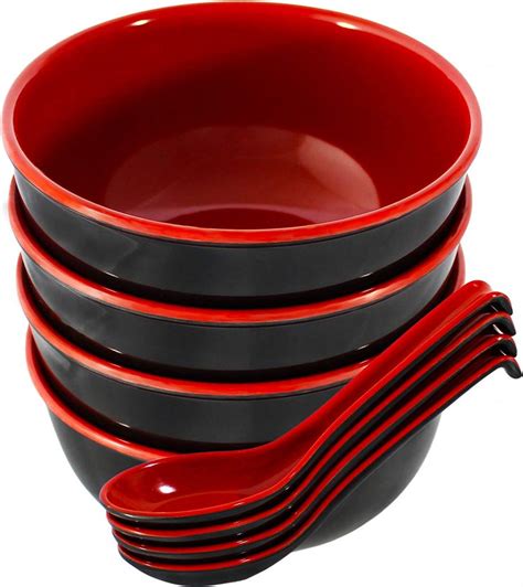 Large Melamine Bowl with lid( red black ) – Geeky.lk