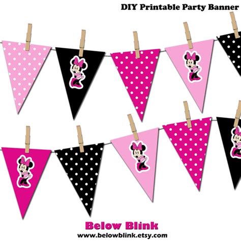 Minnie Mouse Banner, Minnie Mouse Printable Party Banner, Happy ...