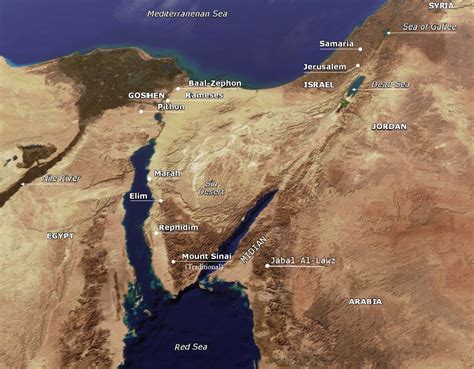 Egypt and Sinai Map. Mount Sinai, "Moses' Mountain" or "Mount Moses ...