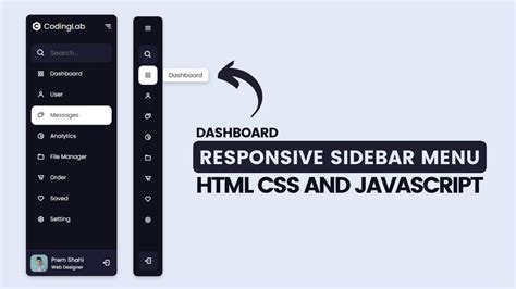 Responsive Side Navigation Bar In Html Css And Javascript Dashboard ...