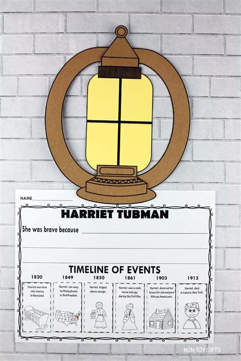 Harriet Tubman Craft And Writing Activity With Timeline - Non-Toy Gifts