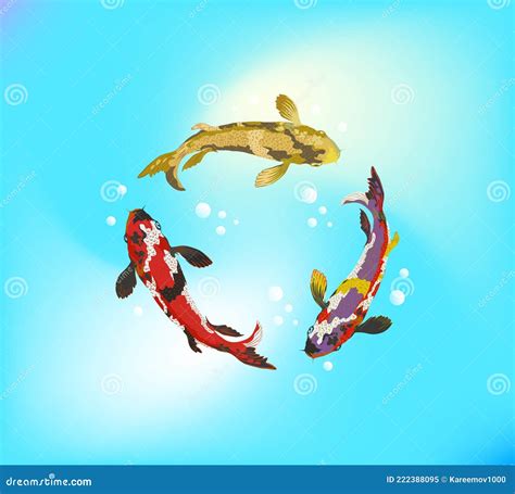 Koi Fish Swimming In The Pond Cartoon Vector | CartoonDealer.com #222388095