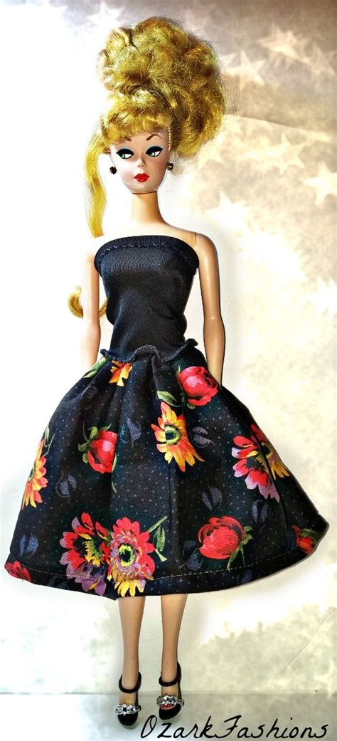 Homemade Barbie Dress Handmade Barbie Clothes Black Floral | Etsy ...