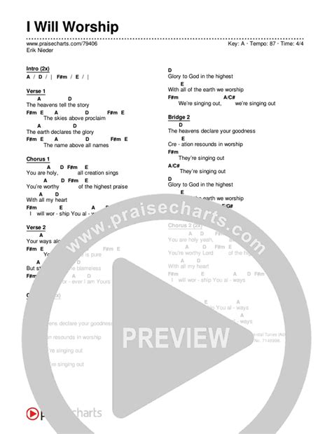 I Will Worship Chords PDF (Erik Nieder) - PraiseCharts