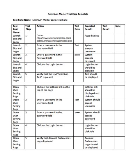 Excel Test Case Template