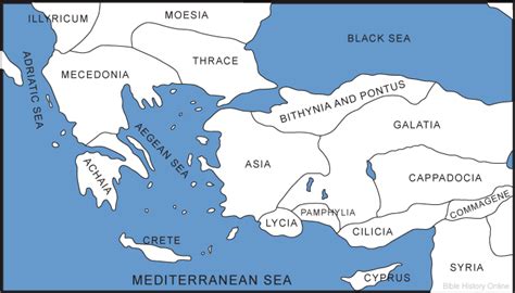 Map of Asia Minor in New Testament Times